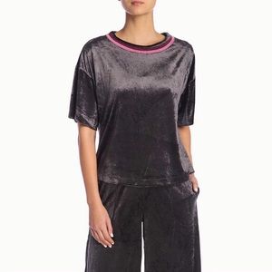 Accented Soft Velvet Crewneck Pajama/T-shirt